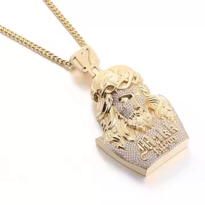 Collar Religioso Hip Hop con Colgante de Cabeza de Jesús Grande, Chapado en Oro Rosa, con Moissanita, Venta al por Mayor, Envío Directo - Product Image 3