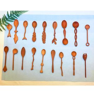 Cuillères en bois de 16 cm de qualité supérieure : Ustensiles artisanaux durables en frêne et bois de rose sculpté en forme de feuille, inspirés de la nature, artisanat du Vietnam - Product Image 6