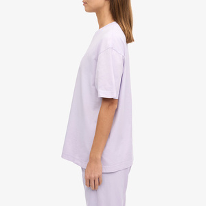 T-shirt décontracté d'été pour femme, coupe classique, col rond, manches courtes, couleur unie, léger, avec logo minimaliste, 100 % coton biologique - Product Image 3