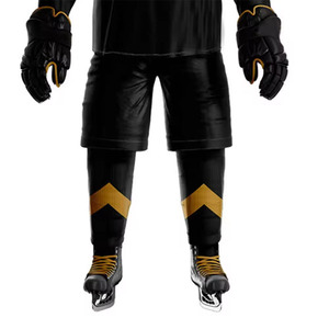 Uniforme de Hockey sobre Hielo Sublimado Personalizado para Hombre, Negro y Dorado, Manga Larga, Absorbente de Humedad, Conjunto de Jersey y Pantalones 100% Poliéster - Product Image 4