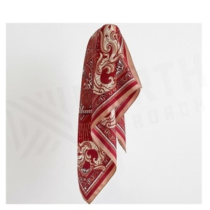 Women's Square <b>Silk</b> Scarf Red Elegant Floral Print Multi-Functional Fashion Accessory All Seasons - Product Image 3