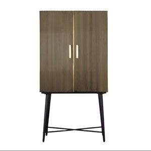 Armoire double porte moderne et minimaliste de luxe avec portes en bois massif, meuble de rangement autoportant pour chambre et salon - Product Image 1