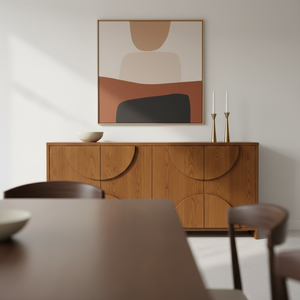 Aparador de Madera Moderno Semicircular con Panel de Media Luna, Mueble de Almacenamiento de Madera con Panel de Arco de 4 Puertas, Diseño de Arco Moderno - Product Image 3