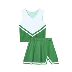 High Quality Eco Friendly Quick Dry Women's Cheerleading Uniform Sets Lightweight Solid Color <b>100</b>% <b>Polyester</b> Customizable Colors - Product Image 2