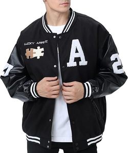Factory Custom Womens Wool Blend Varsity <b>Jacket</b> White Faux <b>Leather</b> Sleeve Letter Embroidery Chenille Streetwear Letterman <b>Jacket</b> - Product Image 1