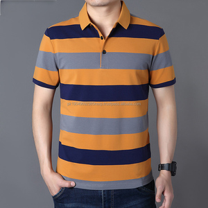 T-shirt polo décontracté à manches courtes pour homme, grande taille, avec rayures, léger, été, logo personnalisé OEM - Product Image 1