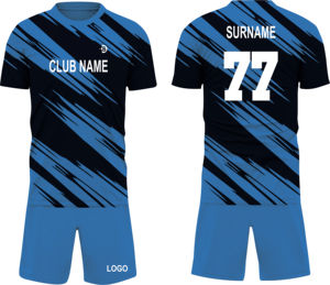 Ensemble de maillots de football personnalisés pour hommes, jaune et noir rayé, sublimé, 100% polyester, respirant, col rond, manches courtes - Product Image 2