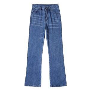 Pantalones Vaqueros de Mujer de Cintura Alta con Pierna Acampanada, Lavado Claro, Largos, Casuales, de Algodón Lavado a la Piedra, Estilo Primavera - Product Image 5