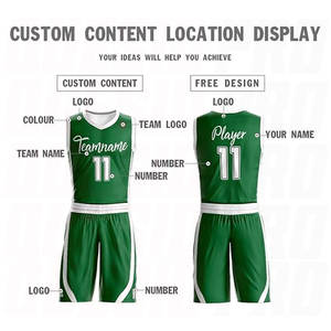 เสื้อบาสเก็ตบอลแบบใส่ได้สองด้านสำหรับผู้ชายและเยาวชน สีเขียวและสีขาว ชุดกีฬาแบบมืออาชีพที่ระบายอากาศได้ดี พิมพ์ชื่อและหมายเลข ชุดกีฬาทีม - Product Image 2