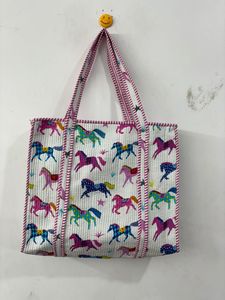 Bolsa de Mano Acolchada de Algodón 100% con Estampado Indio, Ecológica y Duradera para Compras Diarias, Bolsa de Compras Acolchada Hecha a Mano - Product Image 2