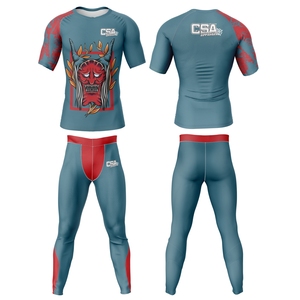 Ensemble de rashguard MMA respirant à impression numérique par transfert thermique pour homme, design sublimation, manches longues, vêtements de compression - Product Image 1
