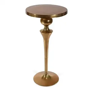 Mesa Auxiliar Redonda de Metal Dorado de Tamaño Pequeño, Hecha a Mano, de Diseño Elegante, Clásica y con Base de Aluminio - Product Image 1