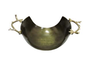 <b>Retro</b> Metal Bowl with Branch Handles Polished Handmade <b>Decorative</b> Serving Dish - Product Image 1