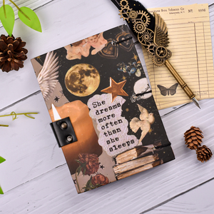 Motivational Quote <b>Lock</b> <b>Diary</b> A5 Handmade Journal “Rewrite My Story” Premium Vintage Notebook with Metal <b>Lock</b> for Personal Dairy - Product Image 1