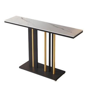 Table console moderne de luxe en or avec plateau en marbre blanc et base en acier inoxydable, meuble pour entrée, couloir, table d'appoint de canapé, pour la maison - Product Image 4