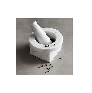Mortero y pilón de mármol duradero para cocina, para triturar especias, hierbas, semillas y preparar alimentos frescos - Product Image 1