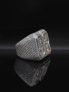 Bague Cocktail Personnalisable en Moissanite, Argent 925 Rhodié, Sertie Pavé, Coupe Baguette, Unisexe, Cadeau, Bijou Tendance pour Soirée - Product Image 2