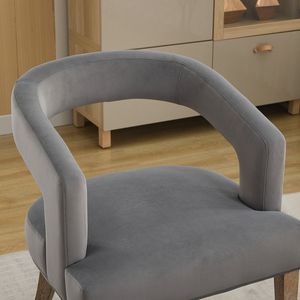 Moderna Sedia Accent con Schienale Aperto e Seduta Larga 65,5 cm in Grigio con Gambe in Legno per Sala da Pranzo, Club, Cucina, Soggiorno - Product Image 6
