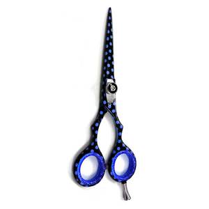 Ciseaux de coiffure professionnels, lame en acier inoxydable, manche bleu à pois, pour droitiers, usage en salon, manche long - Product Image 6