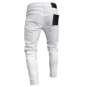 Pantalones vaqueros ajustados para hombre con roturas, estilo casual, de mezclilla delgada, clásicos, para hombre joven, corte ajustado, desgastados - Product Image 4