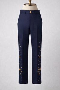 Conjunto de traje azul marino con bordado celestial para hombre – Blazer de diseño con estrellas y luna estilo vaquero occidental con pantalones - Product Image 5