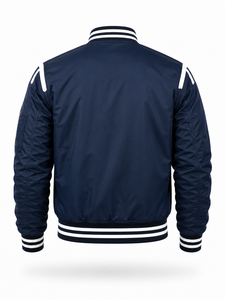 Blouson Bomber Homme Bleu Marine Fermeture Éclair Style Décontracté Coupe-Vent en Nylon Vêtement d'Hiver Col Montant Tendance Urbaine - Product Image 2