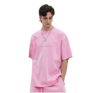 Camisetas lavadas Vintage para hombre, ropa de calle barata al por mayor, camiseta lavada con ácido de algodón grueso de gran tamaño para hombre, para hombre - Product Image 1