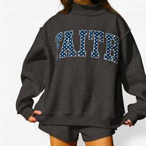 Offre Exceptionnelle : Sweat-shirt Streetwear Premium Noir Oversize à Col Montant en Molleton de Coton, Coupe Ample, Décontracté Hiver, Personnalisable - Product Image 1