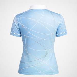 Polo Personalizado para Mujer, Color Azul Cielo y Blanco, con Línea Curva, Secado Rápido, Transpirable, Manga Corta, Uniforme de Golf, WPS-0774 - Product Image 2