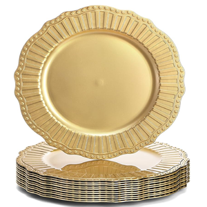 Rustic round copper charger <b>plate</b> with a dark gold wash and subtle hand-forged effect. Available at wholesale price serially. - Product Image 1
