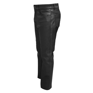 Pantalon long droit en cuir PU noir pour homme, style motard, coupe décontractée, fermeture boutonnée, coupe-vent, hiver - Product Image 4