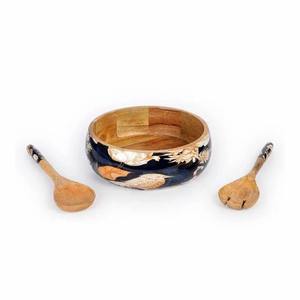 Bol en bois Casa India, poli, brillant, texturé et durable, pour servir des salades, des fruits, des clés ou comme bol décoratif rond en bois - Product Image 6