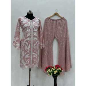 Conjunto Elegante de Top y Pantalones Palazzo Negros con Lentejuelas para Mujer, Estilo Western, Talla L - Product Image 1