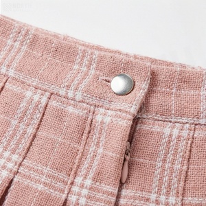 Mini-jupe plissée à taille haute à carreaux pour femme, style preppy, en coton et polyester tissé, confortable, toutes saisons - Product Image 4