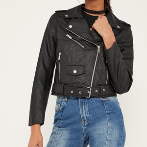 Veste en cuir véritable pour femme, style moderne, nouvelle collection, coupe ajustée, fermeture éclair, inspirée des personnages de films. - Product Image 4