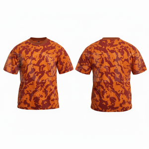 เสื้อยืดแขนสั้นพิมพ์ลายพรางแบบคอวีทรงหลวมใส่สบายสั่งทำได้ เหมาะสำหรับกิจกรรมกลางแจ้งและการฝึกซ้อม - Product Image 5