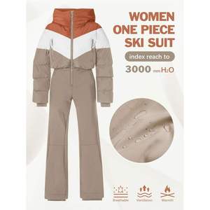 Traje de Esquí Profesional de Una Pieza para Mujer, Impermeable, Cortavientos, Térmico, con Capucha, para Snowboard y Deportes al Aire Libre - Product Image 5