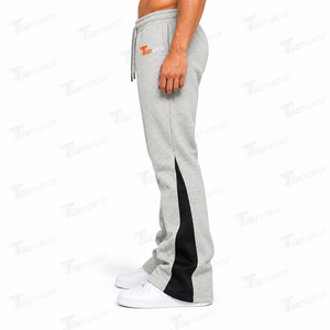 Pantalon de jogging évasé pour homme en coton délavé, coupe décontractée, style rétro, taille élastique, jambe large, long, pantalon évasé vintage - Product Image 3