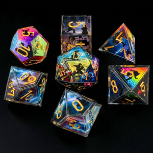 Jeu de dés de guerre DND, 7 dés en résine, Dragon et Donjons, jeu de rôle, bords tranchants, faits à la main, jeu de société, fête, vacances - Product Image 6
