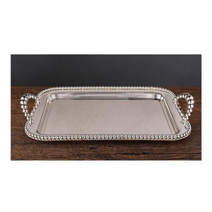 Plateau de service en métal de forme rectangulaire en fonte d'aluminium Plateau de service décoratif en métal fait main Plateau de conception classique - Product Image 1