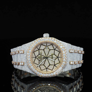 Reloj Hip Hop Personalizado con Esfera de Acero Inoxidable, Escala Mixta, Diamantes, Tono Rosa, Plateado, Movimiento Mecánico Automático - Product Image 6