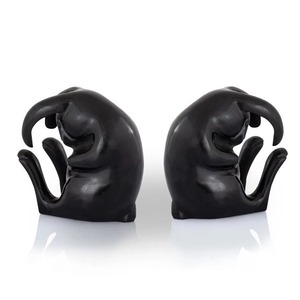 Serre-livres modernes sculpturaux de forme irrégulière, noirs, 2 pièces, accessoire décoratif de bureau - Product Image 1