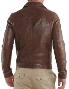 <b>Men's</b> Red PU Leather Eco-friendly Casual Moto Jacket Slim Fit <b>Turtleneck</b> Collar Zipper Closure Regular Sleeve Solid Color Winter - Product Image 3