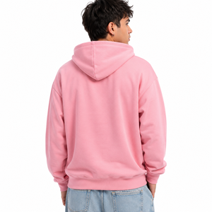 Sudadera con capucha para hombre con apliques de chenilla estilo grafiti, oversize, con cremallera completa, de felpa de algodón rosa, estilo urbano, para otoño e invierno, proveedor de marca privada - Product Image 2