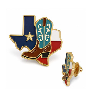 Pins de metal personalizados con diseño de botas de vaquero esmaltadas para regalos de recuerdo turístico de Texas City Country - Product Image 2