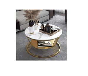 High Quality Modern Durable Eco-Friendly Metal & Marble <b>Gold</b> & White <b>Round</b> <b>Coffee</b> <b>Table</b> for Living Room - Product Image 2