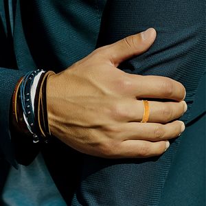 Elegant Gold Engraved <b>Ring</b> For <b>Men</b> With Intricate Interlocking Wave Pattern Filigree Design Wide Polished Band Fashion Jewelry - Product Image 2