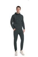 Ensemble de survêtements sportifs OEM pour l'automne, design imprimé surdimensionné, sweats à capuche zippés, survêtement 500 g/m², streetwear, coton lourd, ensembles de sweats à capuche pour hommes