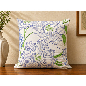 Luxury Cotton Embroidered <b>Cushion</b> <b>Cover</b> | Designer Decorative Pillow <b>Cover</b> for Sofa & Living Room - Product Image 1