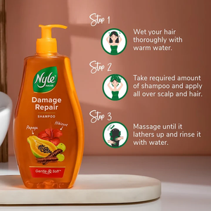 Champú reparador de daños y anticaída enriquecido con shikakai y hibisco, fórmula suave, pH equilibrado, sin parabenos, para un cabello nutrido. - Product Image 5